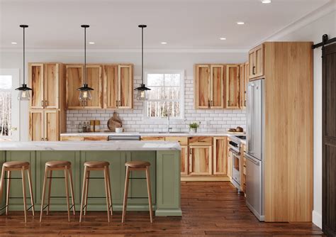 kitchen with hickory cabinets and stainless steel appliances|hickory kitchen cabinets manufacturers.